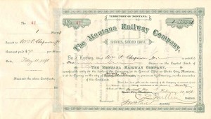 Montana Railway Co. signed by C.S. Mellen and Geo. H. Earl